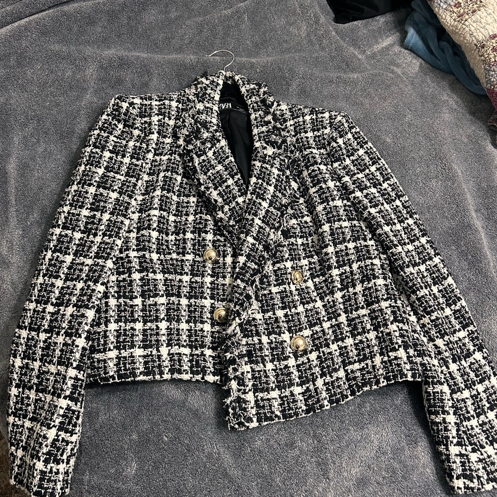Black and white tweed Zara jacket